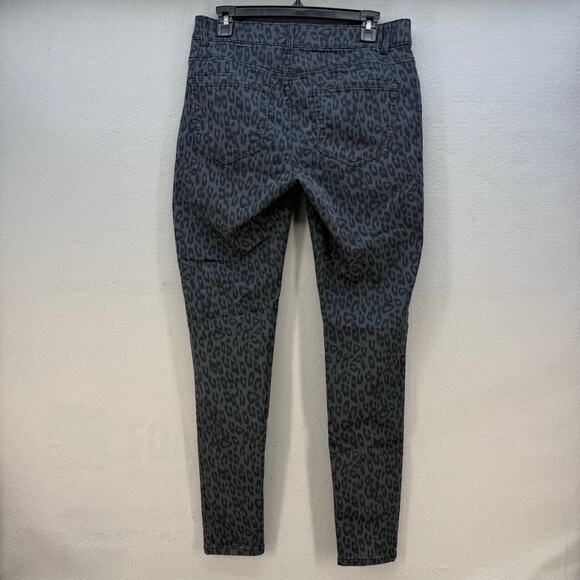Democracy Jeans Women's 8 Black Grey Leopard Moto Skinny Cheetah Slim Preppy - Picture 2 of 14
